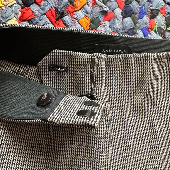 Ann Taylor Brown Houndstooth Slim Trousers Women's Size 12 Tall Preppy Office - Picture 10 of 16